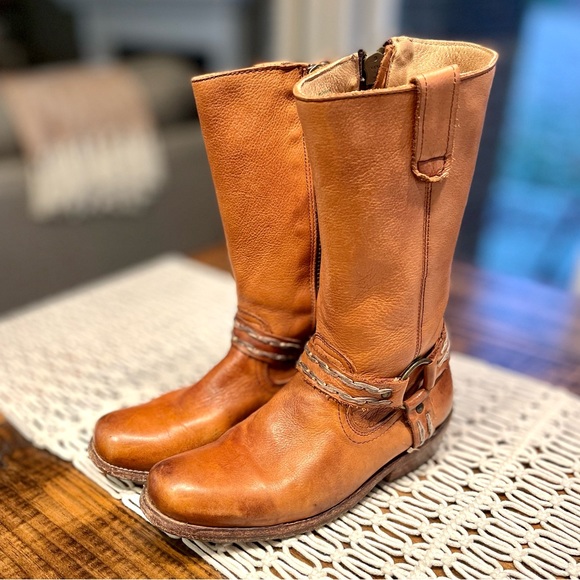 Bed Stu Women’s Harness Moto Cobbler Series Tan Brown Leather Boots - Picture 5 of 9